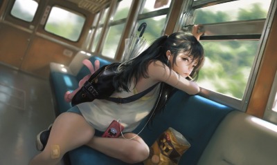 девушка, поезд